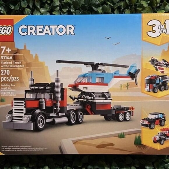 LEGO Creator 3 in 1 Flatbed Truck with Helicopter Toy 31146 - Picture 1 of 6